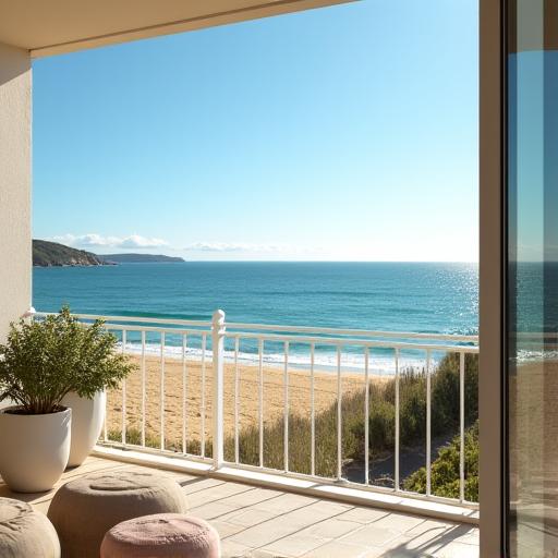 View from a Brighton beachfront property balcony overlooking the sea.